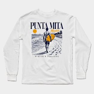 Vintage Surfing Punta Mita, Mexico // Retro Surfer Sketch // Surfer's Paradise Long Sleeve T-Shirt